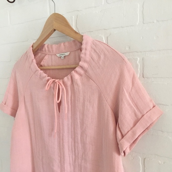 Anthropologie x Sandwich_ Mini Dress Drawstring collar Peach Pink Oversized S - Picture 5 of 9